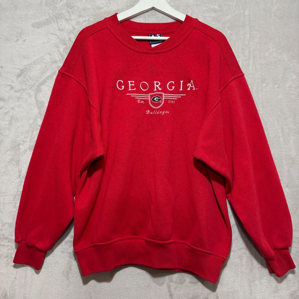 VTG Georgia Bulldogs Mens Red Embroidered Crewneck Sweatshirt L Canada AS Sports